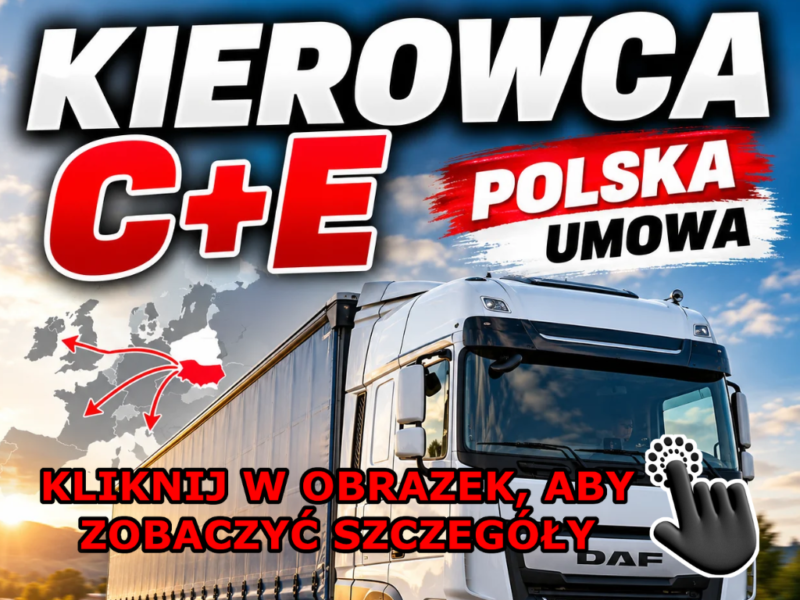 Kierowca CE - międzynarodówka - Polska umowa - dniówka 110€